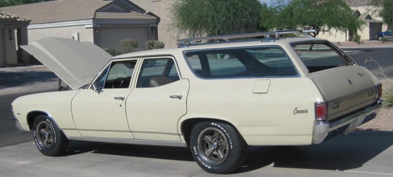 1971 Chevelle Concours wagon with factory roof rack, 350/270 HP motor, factory AC, and 83000 miles on it when I found it in June 2012.