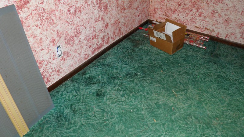 Check out the green carpet in the master bedroom.