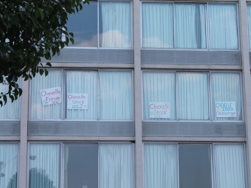 ChevelleStock and Chevelleforum.org posters in our hotel windows.