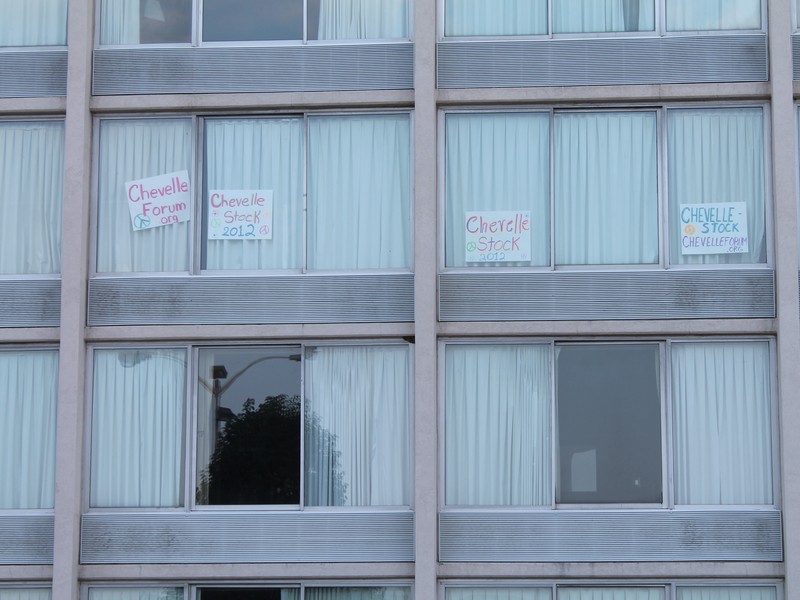ChevelleStock and Chevelleforum.org posters in our hotel windows.