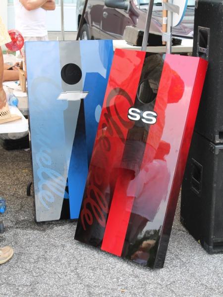 These corn hole boards were auctioned off at the banquet dinner.  Lucky winner, these things were gorgeous.