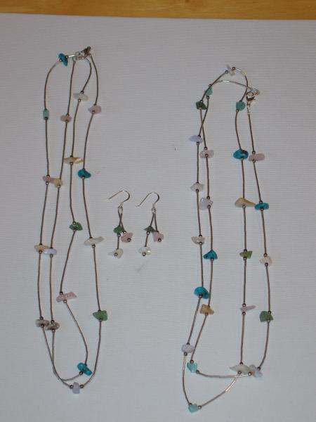 Liquid Silver and Natural Semi-Precious Stone Chips Set - $15