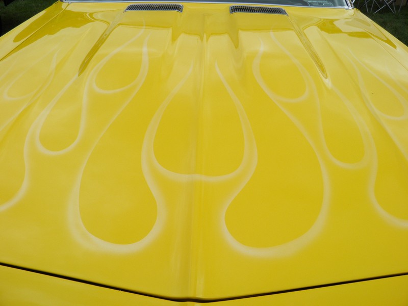 P9100600
The paint on this Chevelle was cool.  I like flames that are not overdone, and these looked really nice in the white on yellow.