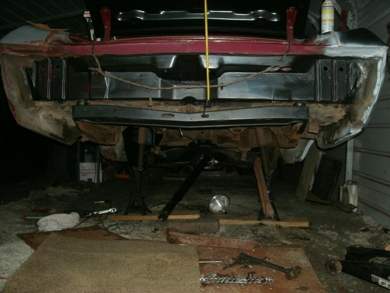 cleaning and painting the frame and floor on chevelle for 12 bolt posi rear end and new contol arms 008